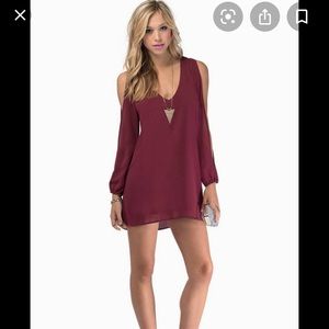 Burgundy shift dress